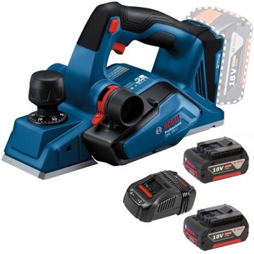 Bosch  GHO 185-LI + 1600A00B8J - Rindea 82 mm + Set 2 acumulatori si incarcator Li-Ion 18 V 5 Ah