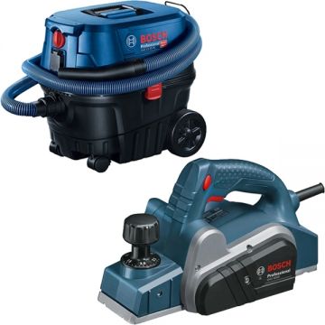 Bosch  GHO 6500 + GAS 12-25 PL - Rindea electrica 650 W 82 mm cutite reascutibile + Aspirator umed-uscat 1250 W 200 mbar 25 l priza scule electrice
