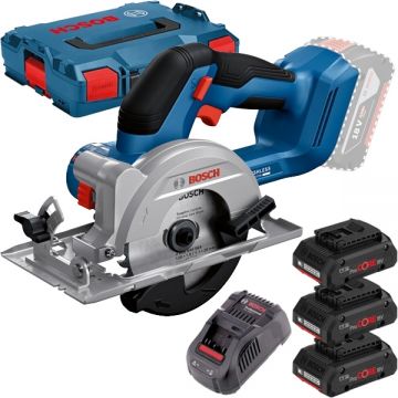 Bosch  GKS 18V-51 + 0615990L1R - Fierastrau circular 140x20 mm + Set 3 acumulatori si incarcator Li-Ion 18 V 4 Ah valiza speciala