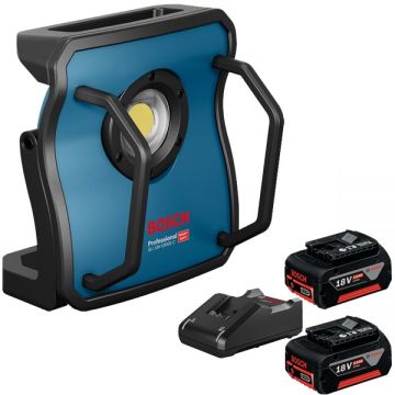 Bosch  GLI 18V-10000 C + GBA + GAL 18V-40 - Lampa + Set 2 acumulatori si incarcator Li-Ion 18 V 5 Ah
