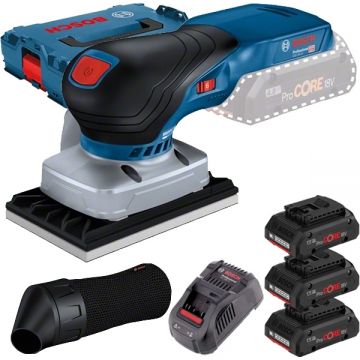 Bosch  GSS 18V-13 + 0615990L1R - Slefuitor cu vibratii 80x130 mm + Set 3 acumulatori si incarcator Li-Ion 18 V 4 Ah valiza speciala