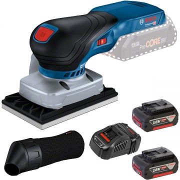 Bosch  GSS 18V-13 + 1600A00B8J - Slefuitor cu vibratii 80x130 mm + Set 2 acumulatori si incarcator Li-Ion 18 V 5 Ah