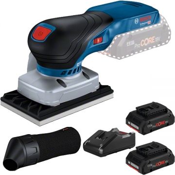 Bosch  GSS 18V-13 + ProCORE + GAL 18V-40 - Slefuitor cu vibratii 80x130 mm + Set 2 acumulatori si incarcator Li-Ion 18 V 4 Ah