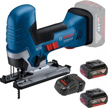 Bosch  GST 185-LI + 1600A00B8J - Fierastrau pendular + Set 2 acumulatori si incarcator Li-Ion 18 V 5 Ah