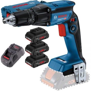 Bosch  GTB 18V-45 + 0615990L1R - Masina de insurubat 6 Nm + Set 3 acumulatori si incarcator Li-Ion 18 V 4 Ah valiza speciala