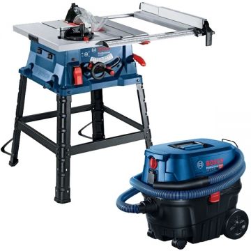 Bosch  GTS 254 + GAS 12-25 PL - Fierastrau circular de masa 1800 W 254 mm + Aspirator umed-uscat 1250 W 200 mbar 25 l priza scule electrice