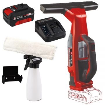 Einhell  BRILLIANTO PXC + Starter Kit - Aspirator pentru geamuri 280 mm 0.1 l accesorii + Set 1 acumulator si incarcator Li-Ion 18 V 4 Ah