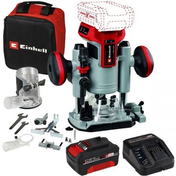 Einhell  TP-RO 18 Set Li BL PXC + Starter Kit - Masina de frezat 6 8 mm motor fara perii + Set 1 acumulator si incarcator Li-Ion 18 V 4 Ah