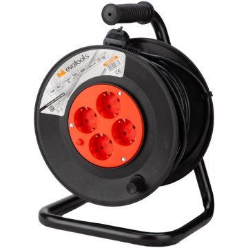 Evotools  677054 - Derulator cablu electric 40 m 4 prize cu maner