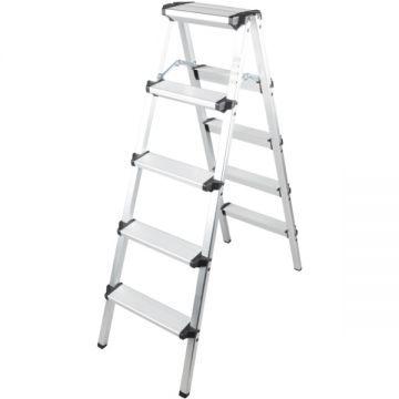 Evotools  679831 - Scara constructii dubla 1.2 m 150  kg 5  trepte tronson