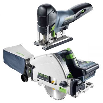 Festool  TSC 55 50 KEBI-Plus/XL + PSC 420 EB-Basic - Fierastrau circular 18 V + Fierastrau vertical 18 V 2 acumulatori Li-Ion 18 V 5 Ah 3 valize speciale