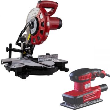 Raider  RD-MS21 + RD-SA08 - Fierastrau circular stationar 1400 W 210x25.4 mm + Slefuitor cu vibratii 260 W 187x90 mm