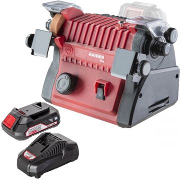 Raider  RDP-SCBG20 + RDP-R20 - Polizor de banc 50 mm + Set 1 acumulator si incarcator Li-Ion 20 V 2 Ah