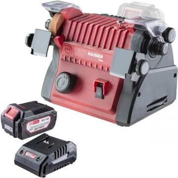 Raider  RDP-SCBG20 + RDP-R20 - Polizor de banc 50 mm + Set 1 acumulator si incarcator Li-Ion 20 V 4 Ah