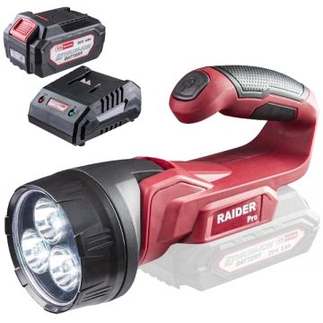 Raider  RDP-SCLWL20 + RDP-R20 - Lampa + Set 1 acumulator si incarcator Li-Ion 20 V 4 Ah