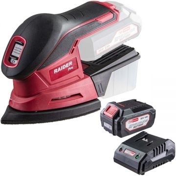 Raider  RDP-SMSA20 + RDP-R20 - Slefuitor delta + Set 1 acumulator si incarcator Li-Ion 20 V 4 Ah