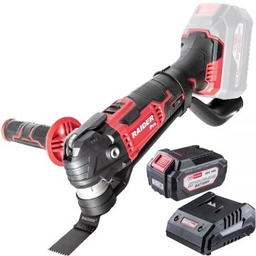 Raider  RDP-SOMT20 + RDP-R20 - Multicutter + Set 1 acumulator si incarcator Li-Ion 20 V 4 Ah