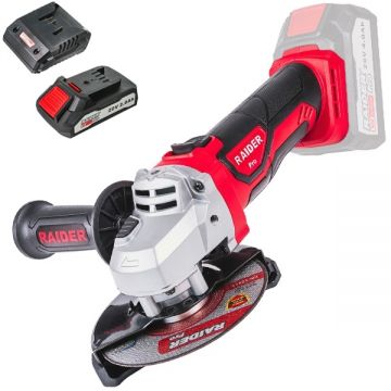 Raider  RDP-SPAG20 + RDP-R20 - Polizor unghiular 125 mm + Set 1 acumulator si incarcator Li-Ion 20 V 2 Ah
