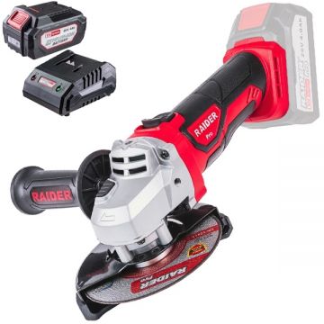 Raider  RDP-SPAG20 + RDP-R20 - Polizor unghiular 125 mm + Set 1 acumulator si incarcator Li-Ion 20 V 4 Ah