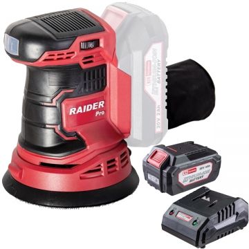 Raider  RDP-SRSA20 + RDP-R20 - Slefuitor cu excentric 125 mm + Set 1 acumulator si incarcator Li-Ion 20 V 4 Ah