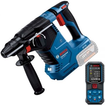 Bosch  GBH 187-LI + GLM 50-27 C - Rotopercutor SDS-Plus 2.4 J + Telemetru laser 50 m +/-1.5 mm/m 30 valori memorate bluetooth display color