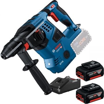 Bosch  GBH 18V-28 C + GBA + GAL 18V-40 - Rotopercutor SDS-Plus 3.3 J + Set 2 acumulatori si incarcator Li-Ion 18 V 5 Ah