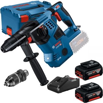 Bosch  GBH 18V-28 CF + GBA + GAL 18V-40 - Rotopercutor SDS-Plus 3.3 J mandrina interschimbabila valiza speciala + Set 2 acumulatori si incarcator Li-Ion 18 V 5 Ah