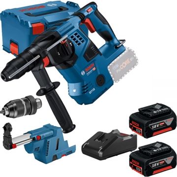 Bosch  GBH 18V-28 CF - Rotopercutor SDS-Plus 3.3 J mandrina interschimbabila valiza speciala accesorii + Set 2 acumulatori si incarcator Li-Ion 18 V 5 Ah
