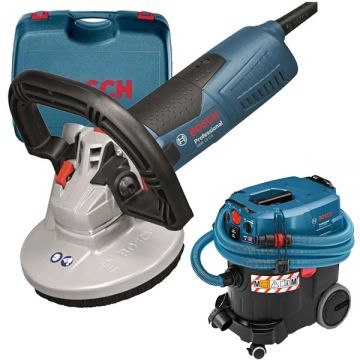 Bosch  GBR 15 CA + GAS 35 M AFC - Slefuitor pentru beton 1500 W 125 mm valiza plastic + Aspirator umed-uscat 1200 W 254 mbar 35 l priza scule electrice