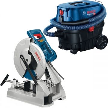 Bosch  GCD 12 JL + GAS 12-25 PL - Debitator metale stationar 2000 W 305x25.4 mm + Aspirator umed-uscat 1250 W 200 mbar 25 l priza scule electrice