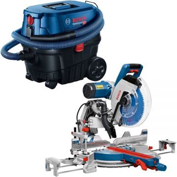 Bosch  GCM 12 GDL + GAS 12-25 PL - Fierastrau circular stationar 2000 W 305x30 mm + Aspirator umed-uscat 1250 W 200 mbar 25 l priza scule electrice