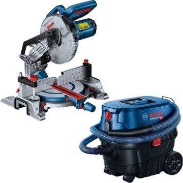 Bosch  GCM 216 + GAS 12-25 PL - Fierastrau circular stationar 1300 W 216 mm + Aspirator umed-uscat 1250 W 200 mbar 25 l priza scule electrice