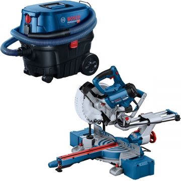 Bosch  GCM 305-216 D + GAS 12-25 PL - Fierastrau circular stationar 1200 W 216x30 mm + Aspirator umed-uscat 1250 W 200 mbar 25 l priza scule electrice