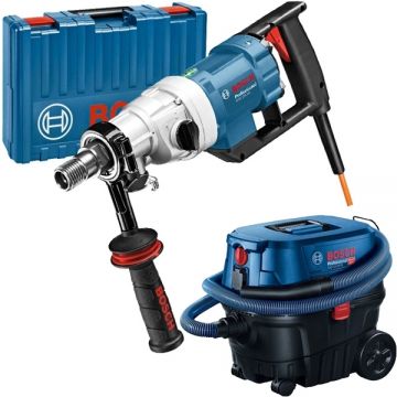 Bosch  GDB 180 WE + GAS 12-25 PL - Masina de carotat 2000 W 180 mm valiza plastic + Aspirator umed-uscat 1250 W 200 mbar 25 l priza scule electrice