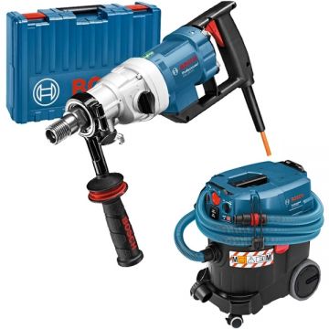 Bosch  GDB 180 WE + GAS 35 M AFC - Masina de carotat 2000 W 180 mm valiza plastic + Aspirator umed-uscat 1200 W 254 mbar 35 l priza scule electrice
