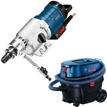 Bosch  GDB 350 WE + GAS 12-25 PL - Masina de carotat 3200 W 350 mm + Aspirator umed-uscat 1250 W 200 mbar 25 l priza scule electrice