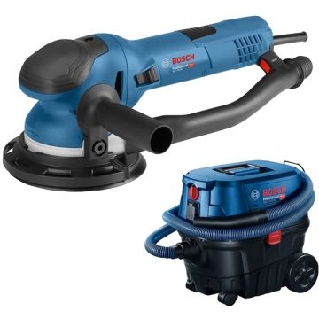 Bosch  GET 75-150 + GAS 12-25 PL - Slefuitor cu excentric 750 W 150 mm + Aspirator umed-uscat 1250 W 200 mbar 25 l priza scule electrice