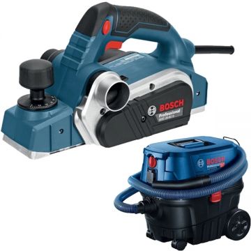 Bosch  GHO 26-82 D + GAS 12-25 PL - Rindea electrica 710 W 82 mm + Aspirator umed-uscat 1250 W 200 mbar 25 l priza scule electrice