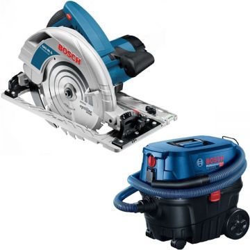 Bosch  GKS 85 G + GAS 12-25 PL - Fierastrau circular 2200 W 235x30 mm + Aspirator umed-uscat 1250 W 200 mbar 25 l priza scule electrice