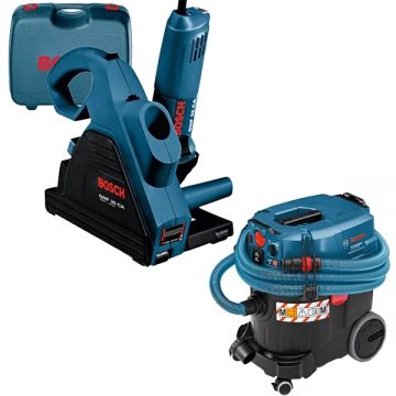Bosch  GNF 35 CA + GAS 35 M AFC - Freza pentru caneluri beton 1400 W 150 mm valiza plastic + Aspirator umed-uscat 1200 W 254 mbar 35 l priza scule electrice