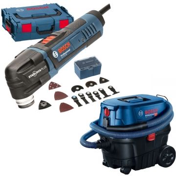 Bosch  GOP 30-28 + GAS 12-25 PL - Multicutter 300 W valiza speciala accesorii + Aspirator umed-uscat 1250 W 200 mbar 25 l priza scule electrice