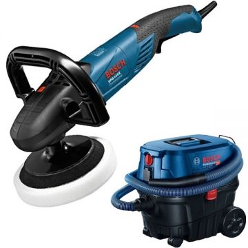Bosch  GPO 14 CE + GAS 12-25 PL - Masina de lustruit 1400 W 180 mm + Aspirator umed-uscat 1250 W 200 mbar 25 l priza scule electrice
