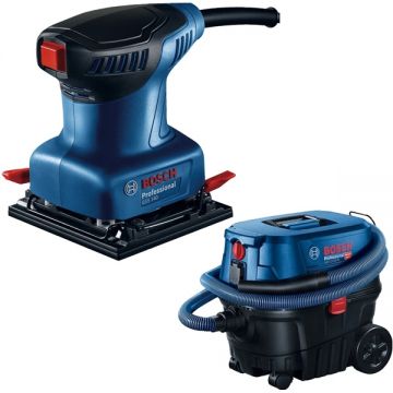 Bosch  GSS 140 A + GAS 12-25 PL - Slefuitor cu vibratii 220 W 101x112 mm + Aspirator umed-uscat 1250 W 200 mbar 25 l priza scule electrice