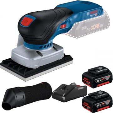 Bosch  GSS 18V-13 + GBA + GAL 18V-40 - Slefuitor cu vibratii 80x130 mm + Set 2 acumulatori si incarcator Li-Ion 18 V 5 Ah