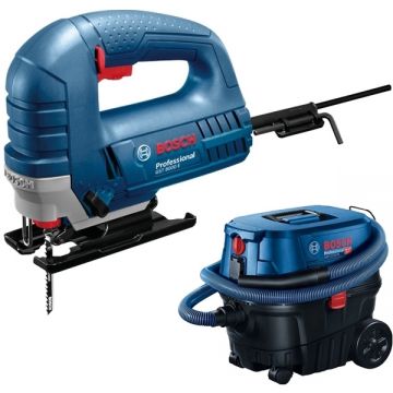 Bosch  GST 8000 E + GAS 12-25 PL - Fierastrau pendular 710 W + Aspirator umed-uscat 1250 W 200 mbar 25 l priza scule electrice