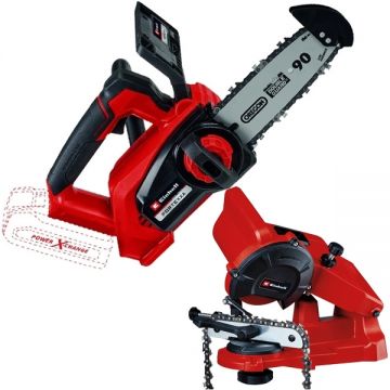 Einhell  FORTEXXA 18/20 TH PXC + GC-CS 85 E - Drujba fara acumulatori si incarcator Li-Ion 18 V - Ah 20 cm 7 m/s + Masina de ascutit lanturi 85 W 108x23x3.2 mm