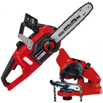Einhell  FORTEXXA 18/30 PXC + GC-CS 85 E - Drujba fara acumulatori si incarcator Li-Ion 18 V - Ah 30 cm 8.9 m/s + Masina de ascutit lanturi 85 W 108x23x3.2 mm
