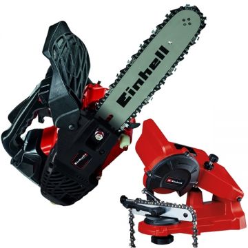 Einhell  GC-PC 730 I + GC-CS 85 E - Drujba cu motor pe benzina 0.95 CP 30.5 cm 25.4 cm3 + Masina de ascutit lanturi 85 W 108x23x3.2 mm