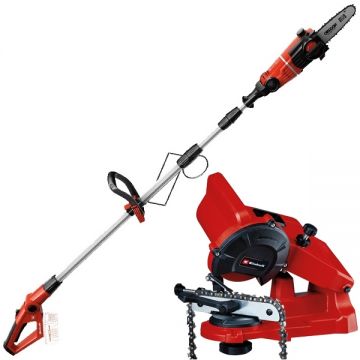 Einhell  GE-LC 18 Li T PXC + GC-CS 85 E - Drujba fara acumulatori si incarcator Li-Ion 18 V - Ah 17 cm 3.76 m/s + Masina de ascutit lanturi 85 W 108x23x3.2 mm