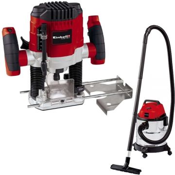 Einhell  TC-RO 1155 E + TH-VC 1820 S - Masina de frezat 1100 W 6 8 mm + Aspirator umed-uscat 1250 W 180 mbar 20 l